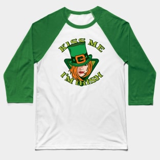 Kiss Me I'm Irish (Lady Leprechaun) Baseball T-Shirt